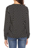 Casual Style Pullover V Neck Polka Dot Long Sleeve Silky Blouses