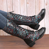 Retro Patchwork Embroidered Long Boots