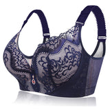 Plus Size Push Up Side Support Lace Bras - Blue