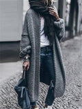 Extra Comfortable Open Front Woolen Long Knit Sweater Coat