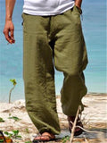 Soft Cotton&Linen Elastic Waist Beach Pants