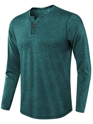 Men's Comfy Long Sleeve Henley Neck T-Shirt