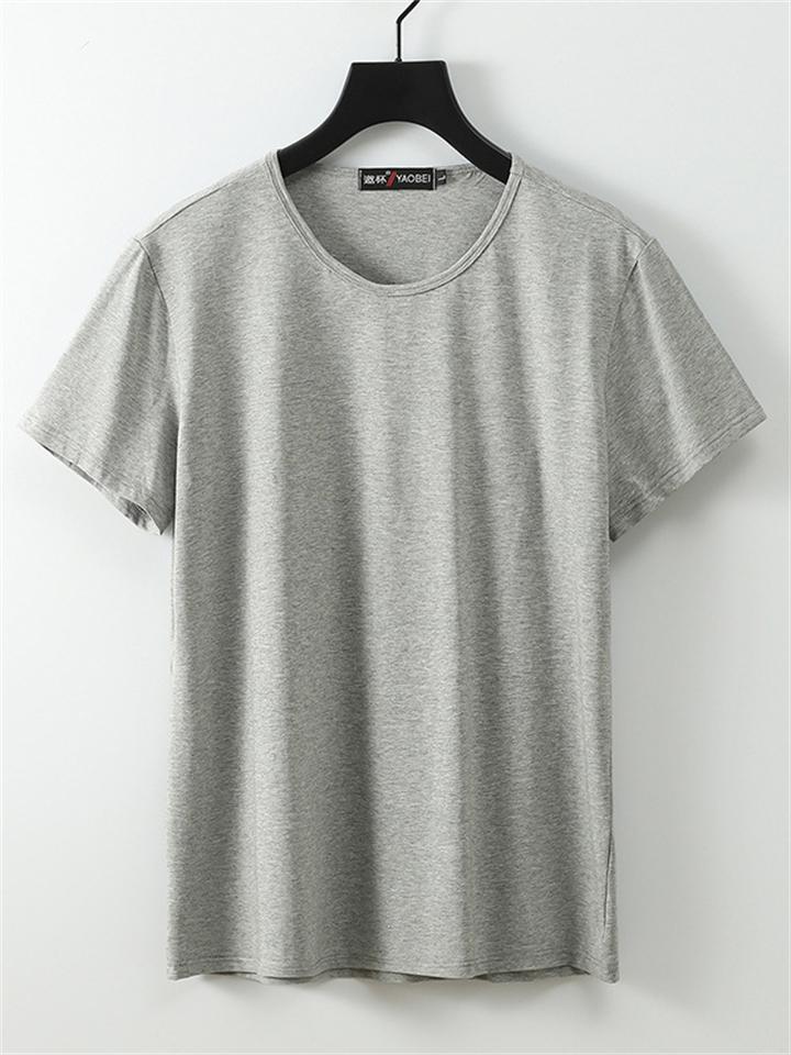 Men's Short Sleeve Solid Color Round Neck Cotton T-Shirt