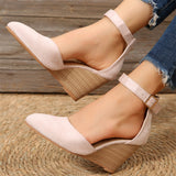 Women's Stylish Pointed Toe Ankle Strap Wedge Heel Sandals