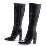 Women's Daily Plus Size Chunky Heels Side Zipper Knee Boots