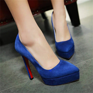 Pointed Toe Slip-On Solid Color High Heels