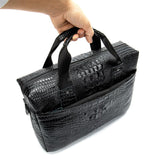 Retro Style Crocodile Textured Interior Pocket Detachable Sling Strap Laptop Bag