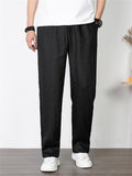 Men's Front Zipper Design Stylish Loose Straight-Leg Pants