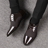 British Style Cozy Breathable Block Heel Wingtip Male Dress Shoes
