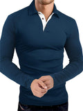 Men's Bodycon Turn Down Collar Business Golf Polo Shirts