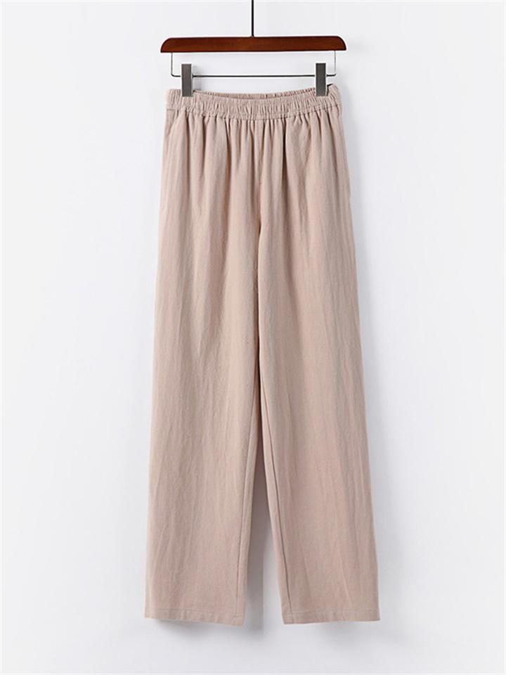 Men's Plus Size Straight Casual Simple Style Cotton And Linen Loose Pants