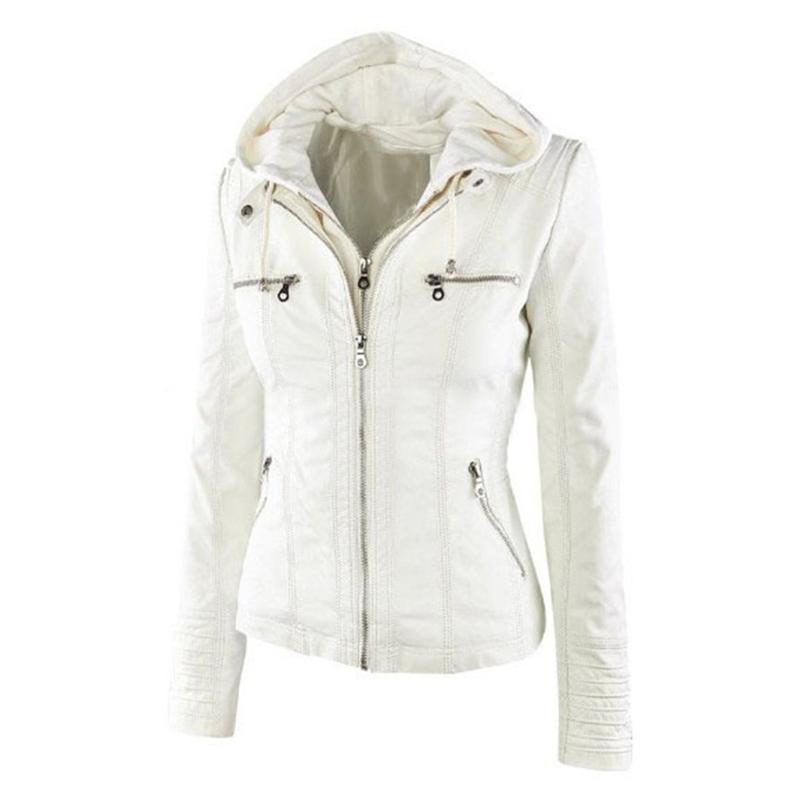 Women's Hooded PU Leather Motorcycle Jackets