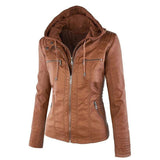 Women's Hooded PU Leather Motorcycle Jackets