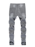 New Quilted Embroidered Skinny Ripped Stretch Denim Pants