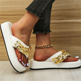 New Fashion Chain Flip-flops Flat Platform Slippers