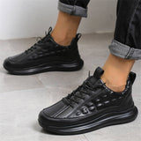 Men's Plus Size PU Leather Lace Up Non Slip Casual Running Shoes