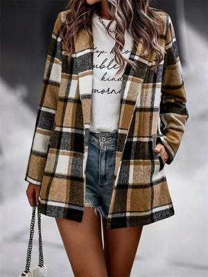 Oversized Plaid Shacket Sweet Flannel Coats for Ladies