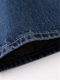 Trendy Hip-Hop Style Loose Embroidered Oversize Dark Blue Jeans