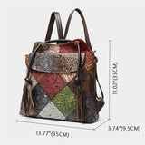 Multicolor Patchwork Multi-Functional Floral-Embossed Shoulder Bag Backpack