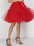 Graceful Simple Style One Size Solid Color Tulle Skirts For Women