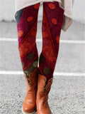 Stylish Winter Warm Multicolor Floral Pattern Elastic Leggings