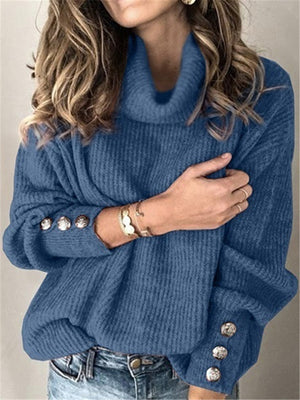 Women's Fashion Casual Solid Color Turtleneck Sweater