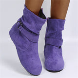 Fashion Non-Slip Faux Suede Flat Heels Ankle Boots for Women