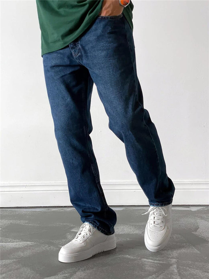Simple Style Casual Cozy Solid Color Straight Jeans For Men