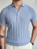 Men's Classy Simple Solid Knitted Office Wear Short T-shirts