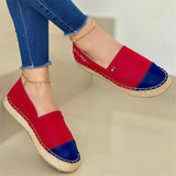 Casual Breathable Contrasting Low-Cut Flat Heel Canvas Loafers