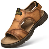 New Mens Casual Open Toe Cowhide Leather Sandals