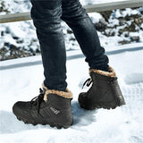 Mens Leather Fur Lined Warm Outdoor Water Resistant Mountaineering Snow Boots