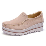 Women's Breathable Suede Round Toe Slip On Platform Shoes