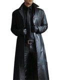 Temperament Long Slim Leather Trench Coat For Men