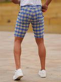 Men's Summer Slim Fit Checked Striped Suit Shorts