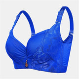 Women's Underwire Adjusted Straps Cotton Lining Comfy Bras - Blue