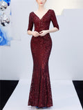 Shimmering Sequined Backless Front Lace Up Tulle Dress for Evening Party