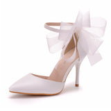 Sexy Fire Red&White Butterfly Floral Pointed Toe Party High Heel Pumps