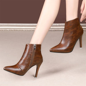Women's Fashion Show Pointed Toe Thin High Heel Ankle Boots