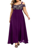 Women Plus Size Off Shoulder Floral Lace Maxi Dress