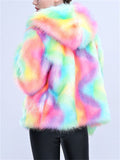 Fashion Hooded Colourful Faux Fur Thicken Lady Gorgeous Coats