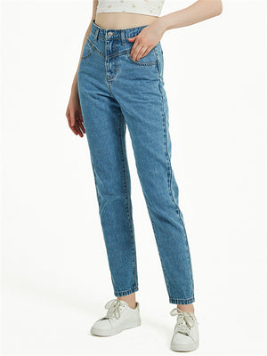 Daily Casual Style Washed Effect Slim Fit Harem Pants Denim Jeans for Women