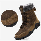 Mens Cozy Warm Genuine Leather Outdoor Snow Boots
