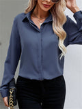 Silky Cozy Female Lapel Solid Color Chiffon Blouse