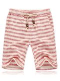 Men Stripe Printed Drawstring Beach Shorts