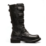Side Buckle Fastening Low Block Heel Calf-Length Soft Footbed Leather Boots