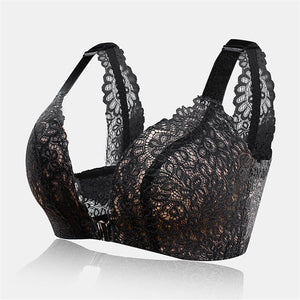 Women's Front Closure Lightly Lined Lace Bralette - Black
