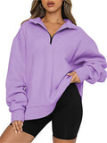 Women's Comfy Casual Half Zip Long Sleeved Sweatshirt