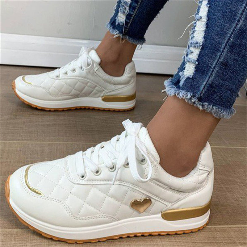 Women's Lace Up Thick Sole Flat Running Shoes