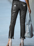 Women's Casual Cozy Elastic Denim Ripped Jeans